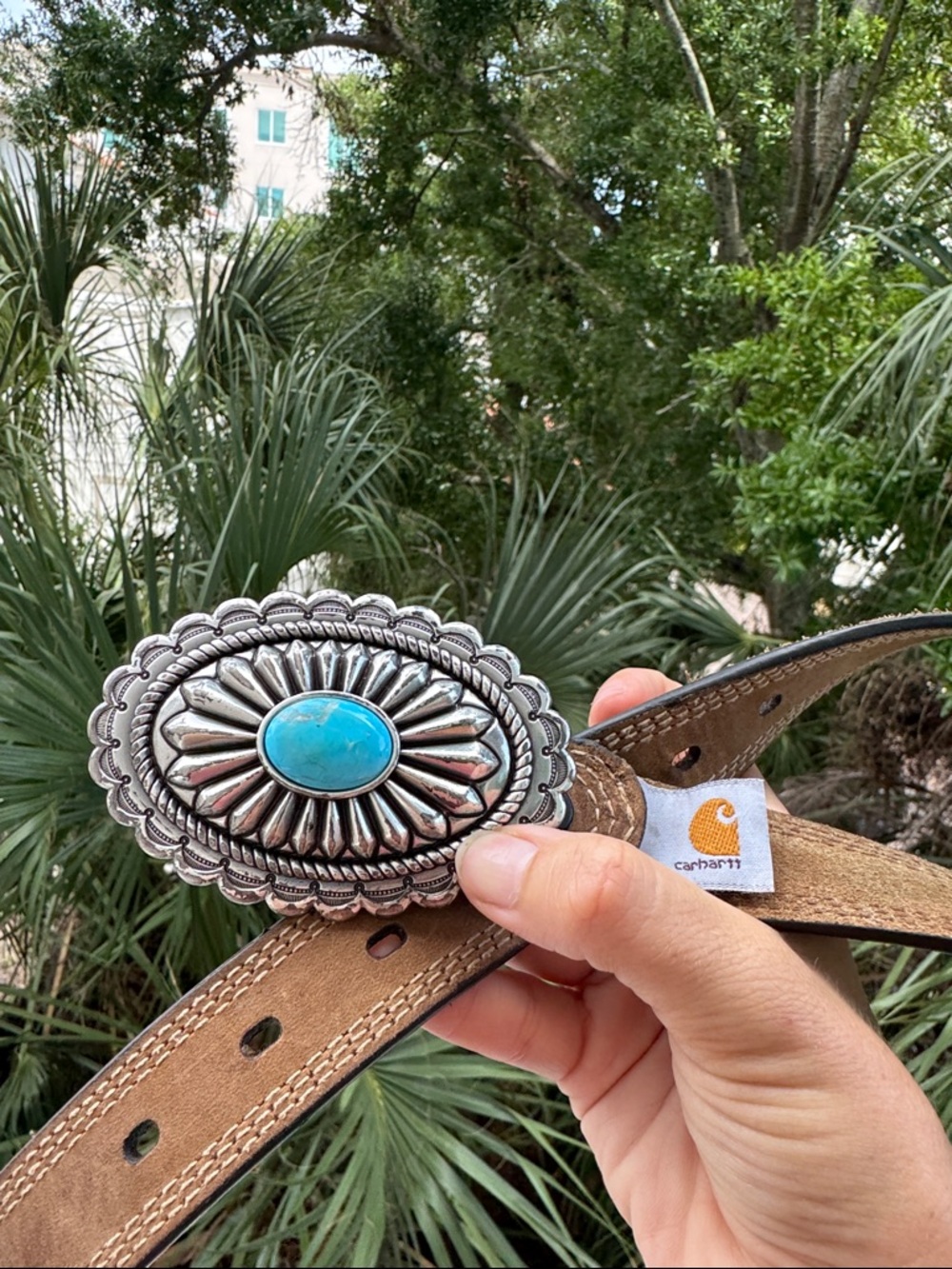 Vintage Carhartt Western Belt Turquoise Boho Cowgirl Southwest Y2K